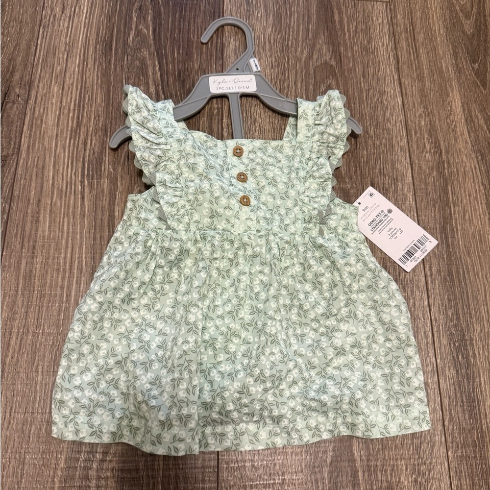 Carter's Girl's Summer Sun Top Size 9 Months Light Green Floral Tank NWT